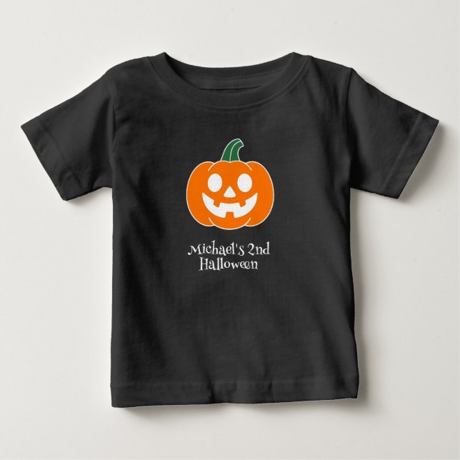 Camiseta Menino Bebe Abobora de Halloween (Frente)