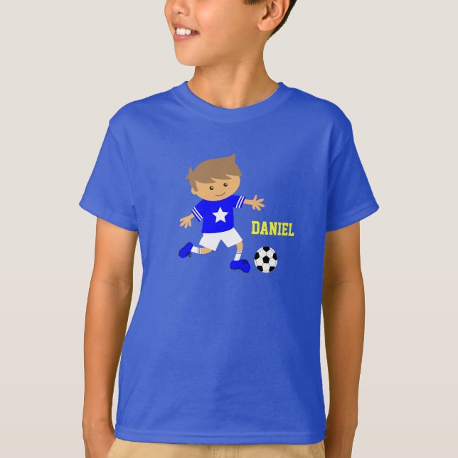 Camiseta Menino bonito da estrela de futebol, tema do (Frente)