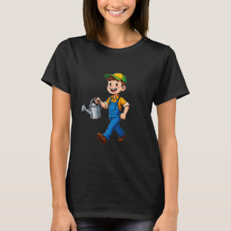 Camiseta Menino Bonito de Desenho Animado Jardineiro com Re