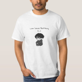 Camiseta Menino Chibi Relatável de Bateria Social Baixa