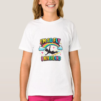 Camiseta Menino Colorido Fantasia Voando Estrelas Arco-íris