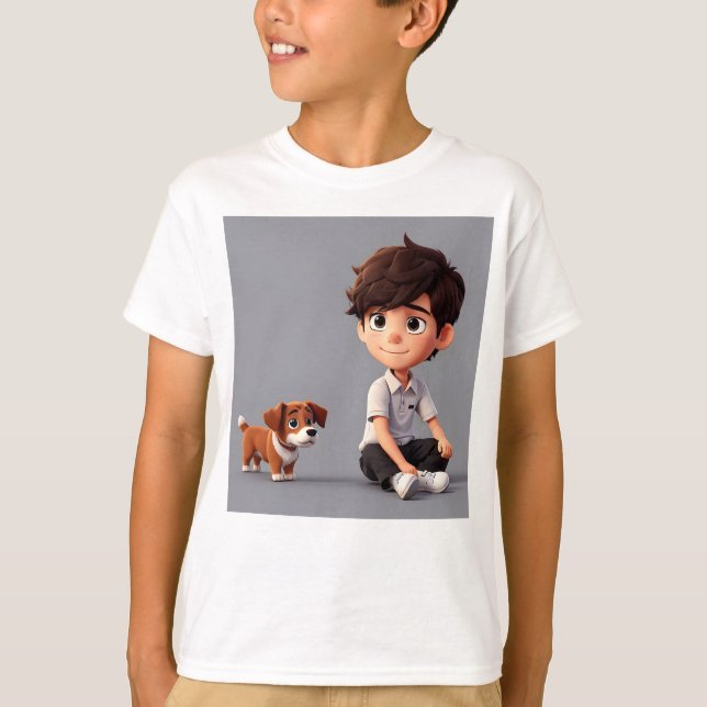 Camiseta Menino com arte de cão (Frente)