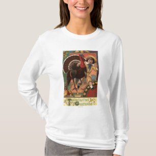 Camiseta Menino com braço em torno de uma Turquia
