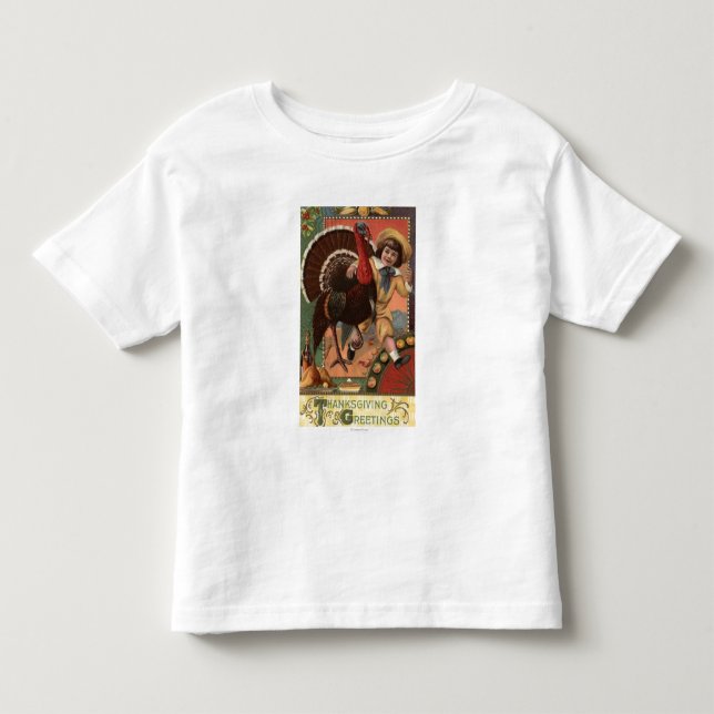 Camiseta Menino com Braço em torno de uma Turquia (Frente)