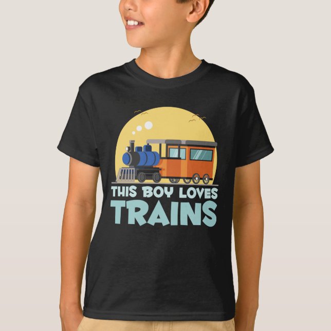 Camiseta Menino Comboio Sobre Locomotiva Chuva Comboios (Frente)