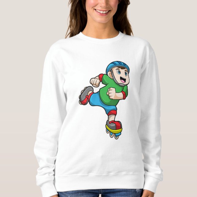 Camiseta Menino como skater com Skates e capacete (Frente)