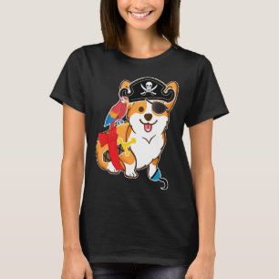 Camiseta Menino Corgi Pirata Fantasia de Halloween