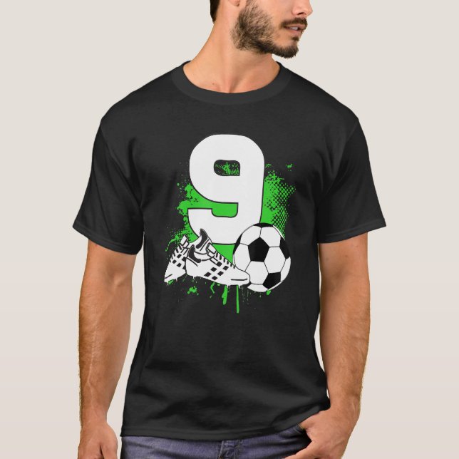 Camiseta Menino Dabbing, 9 anos Jogador de futebol 9º anive (Frente)