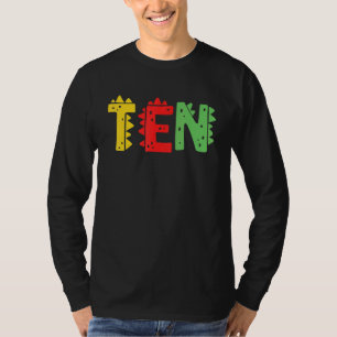 Camiseta Menino de 10 anos Dinossauro Rex 10º Crianças de A