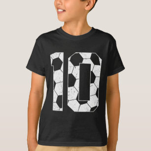 Camiseta Menino de 10 anos jogador de futebol no aniversári