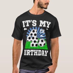Camiseta Menino de 4 Anos É Meu 4º Aniversário Tema de Fute
