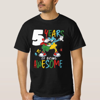 Camiseta Menino De 5 Anos De Aniversário Ou Garota Autismo
