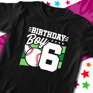Camiseta Menino de 6 anos de festa de beisebol tema 6 Birth