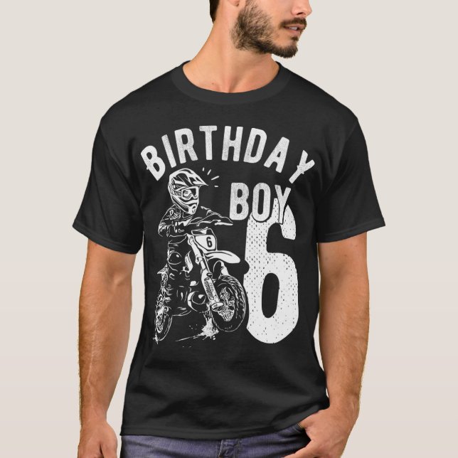 Camiseta Menino de 6 anos - Menino de aniversário - Moto de (Frente)