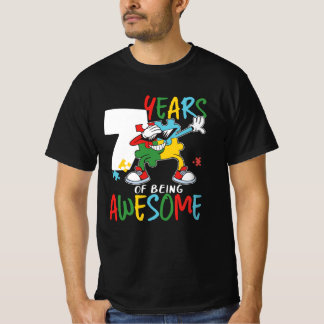 Camiseta Menino De 7 Anos De Aniversário Ou Garota Autismo 