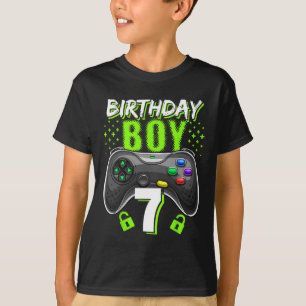 Camiseta Menino de 7 Controles de Video Game Gamer Aniversá
