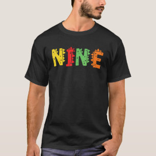 Camiseta Menino de 9 anos Dinossauro Rex 9º Crianças de Ani