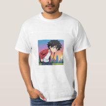 Menino de anime jogando beisebol ao pôr do sol na
