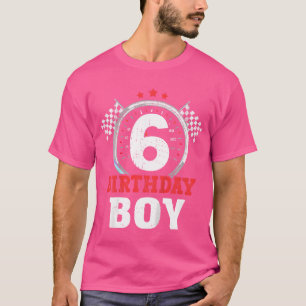 Camiseta Menino de Aniversário 6 Carro de Corrida 6º Aniver