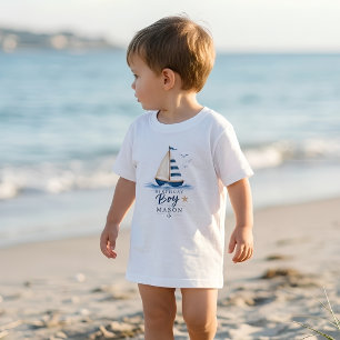 Camiseta Menino de Aniversário Barco à Vela Náutico