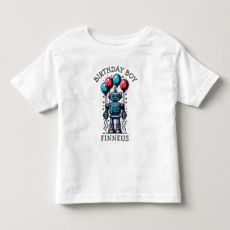 Camiseta Menino de Aniversário com Tema de Robô