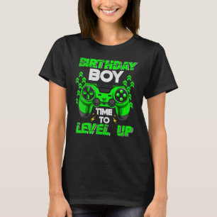 Camiseta Menino de Aniversário Hora de Subir de Nível Vídeo