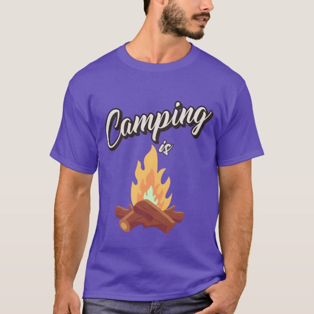 Camiseta Menino de fogueira de acampamento (Frente)