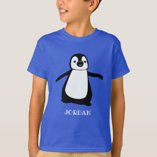 Camiseta Menino de ilustração de pinguim fofo personalizado