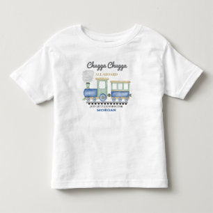 Camiseta Menino de Qualquer Idade Aniversário Trem Azul Chu