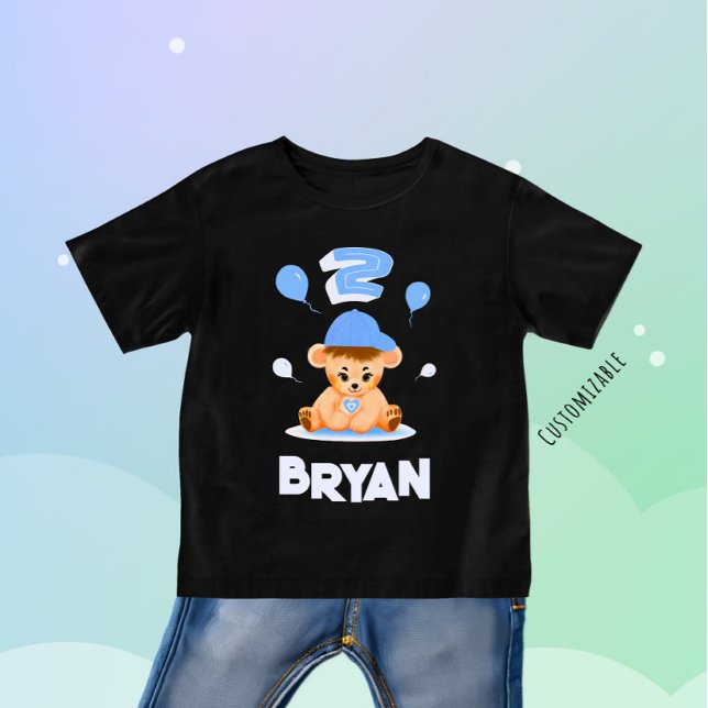 Camiseta Menino de urso pequeno com balões (Criador carregado)