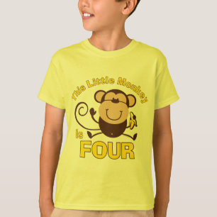 Camiseta Menino do aniversário do macaco pequeno 4o