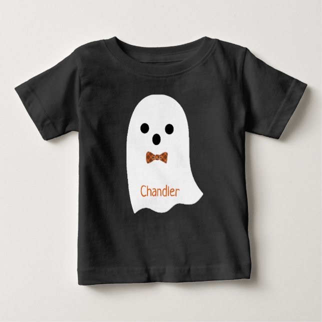 Camiseta Menino do Dia das Bruxas Ghost Xadrez Arco Kids (Frente)