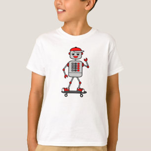 Camiseta Menino do robô dos desenhos animados no skate