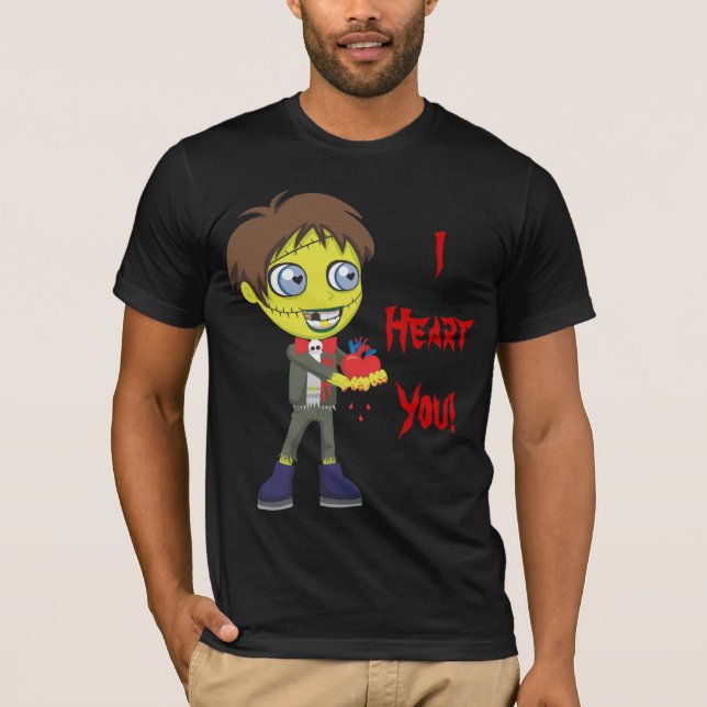 Camiseta Menino do zombi - coração de I você (Frente)