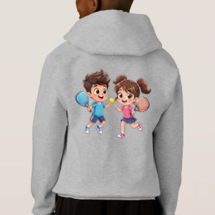 Camiseta Menino e Menina de Desenho Animado Fofo Jogando Pa