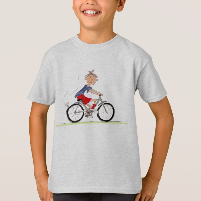 Camiseta Menino Em Ciclismo De Bicicleta (Frente)