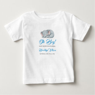 Camiseta Menino Fofo de Elefante em Aquarela Chá de Bebê