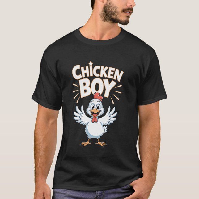 Camiseta Menino Frango Roupas de Frango para Crianças Joven (Frente)