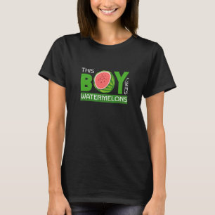 Camiseta Menino Gosta de Frutas Tropicais de Verão Melancia