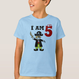 Camiseta Menino idoso de cinco anos do aniversário (pirata