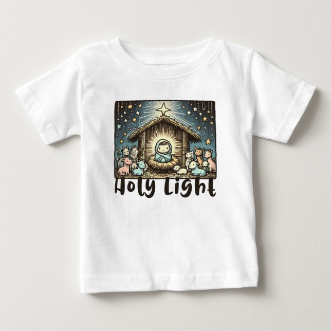 Camiseta Menino Jesus : Luz Sagrada: Luz Santa (Frente)