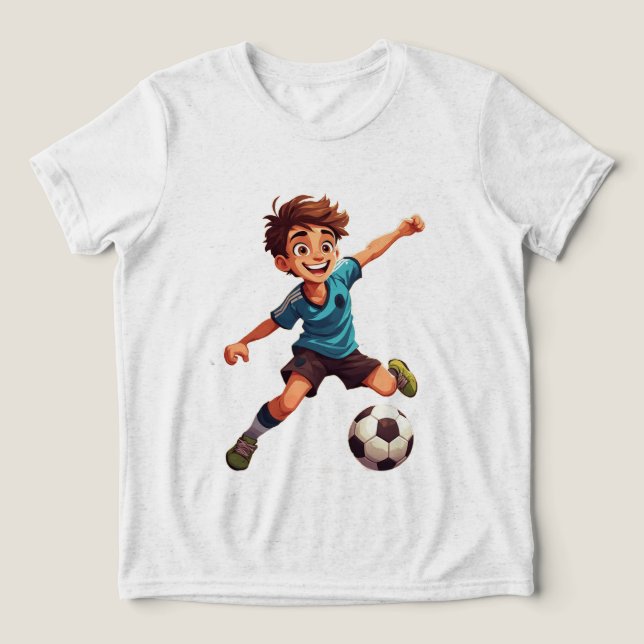 Camiseta Menino Jogando Futebol (Design frontal)