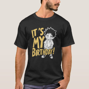 Camiseta Menino Kawaii de Anime É Meu Aniversário Anime Man