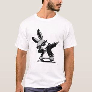 Camiseta Menino Menino Dia de Páscoa Dabbing Coelho Hip Hop