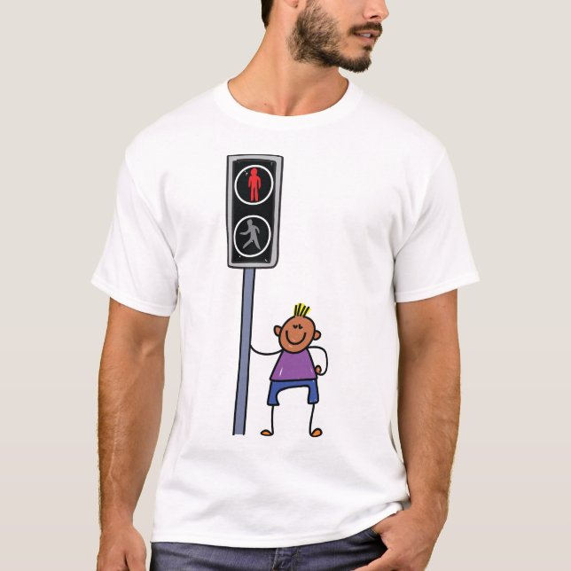 Camiseta Menino na passagem de pedestres com sinal de parag (Frente)