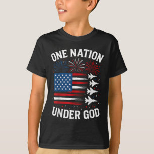 Camiseta Menino Patriótico Uma Nação Sob Deus 4 de Julho EU