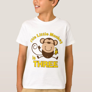 Camiseta Menino pequeno do aniversário de 3 anos do macaco