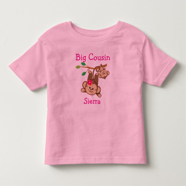 Camiseta Menino Personalizado, Macacos-Garota, Primo Grande (Frente)