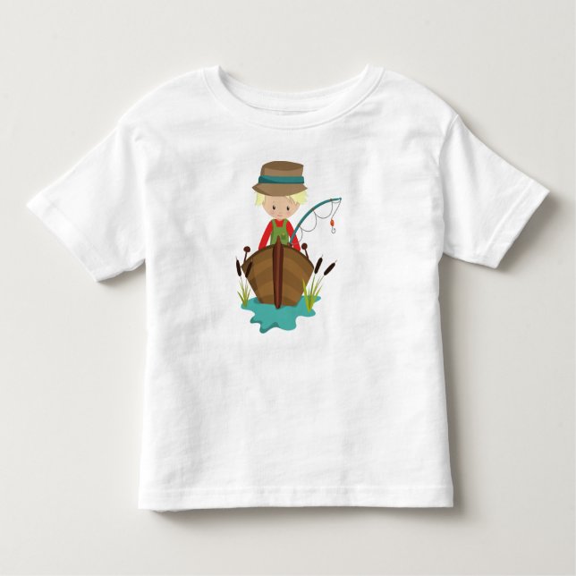 Camiseta Menino Pescador, Pescador, Cana de Pescar, Cabelo  (Frente)
