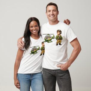 Camiseta Menino Piloto de Helicóptero Retrô com Helicóptero